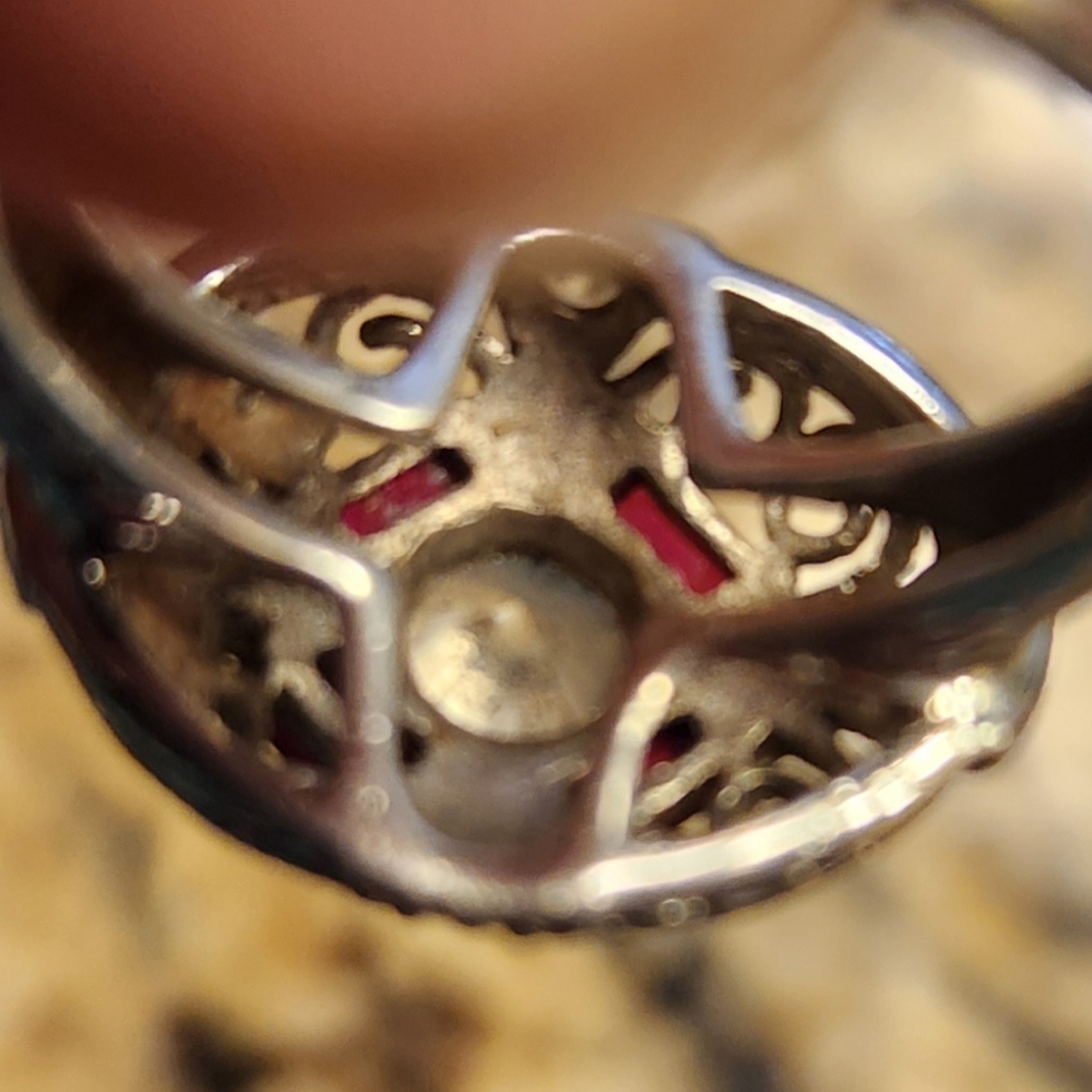 Ruby Filigree Cocktail Statement Ring - image 8